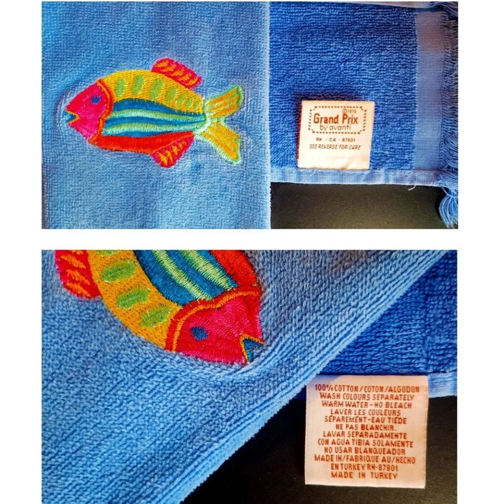 🐟 Pair of Fishy Guest Towels, NWOT 🐟